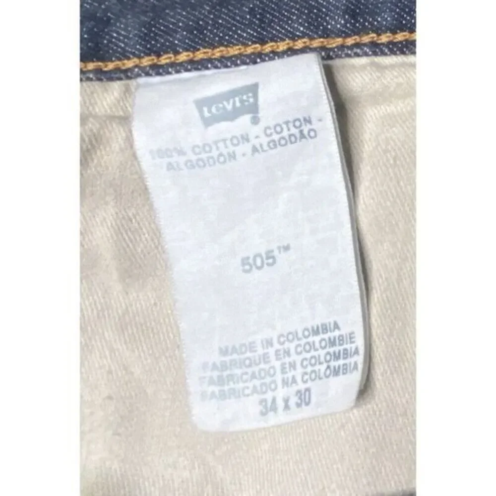 Vintage Levis Jeans Mens 34x30 505 Blue Dark Wash Black Bat Wing Tag 100% Cotton